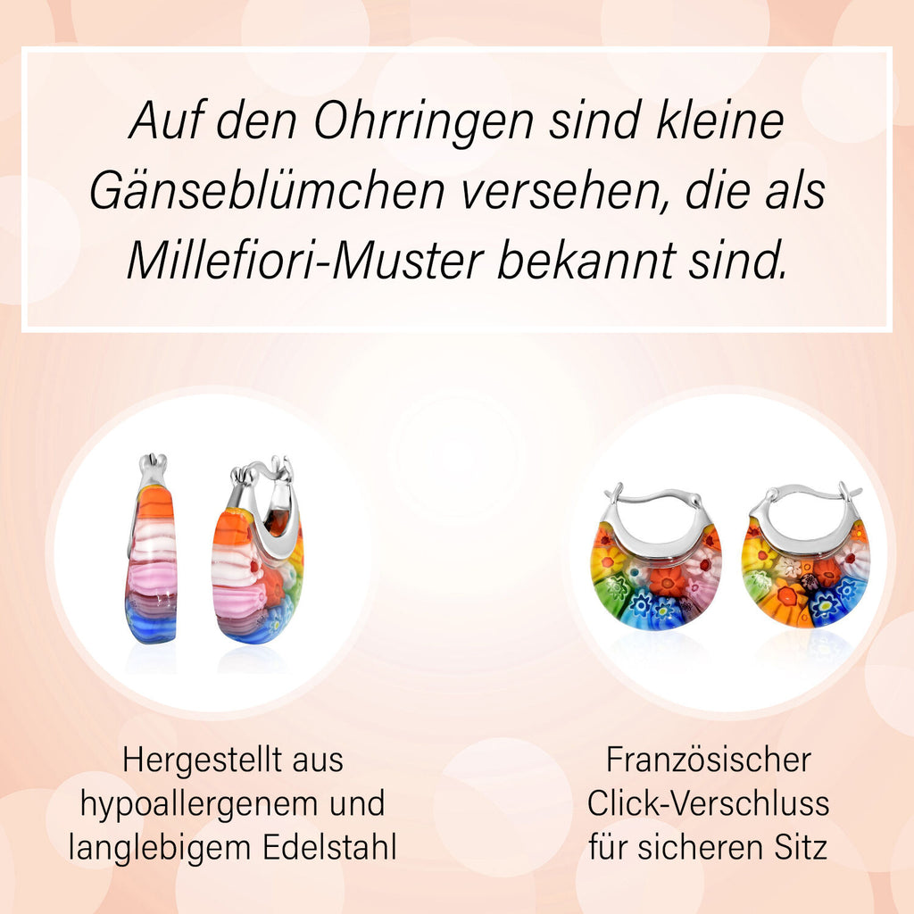 4er-Set Huggie-Ohrringe im Murano-Stil