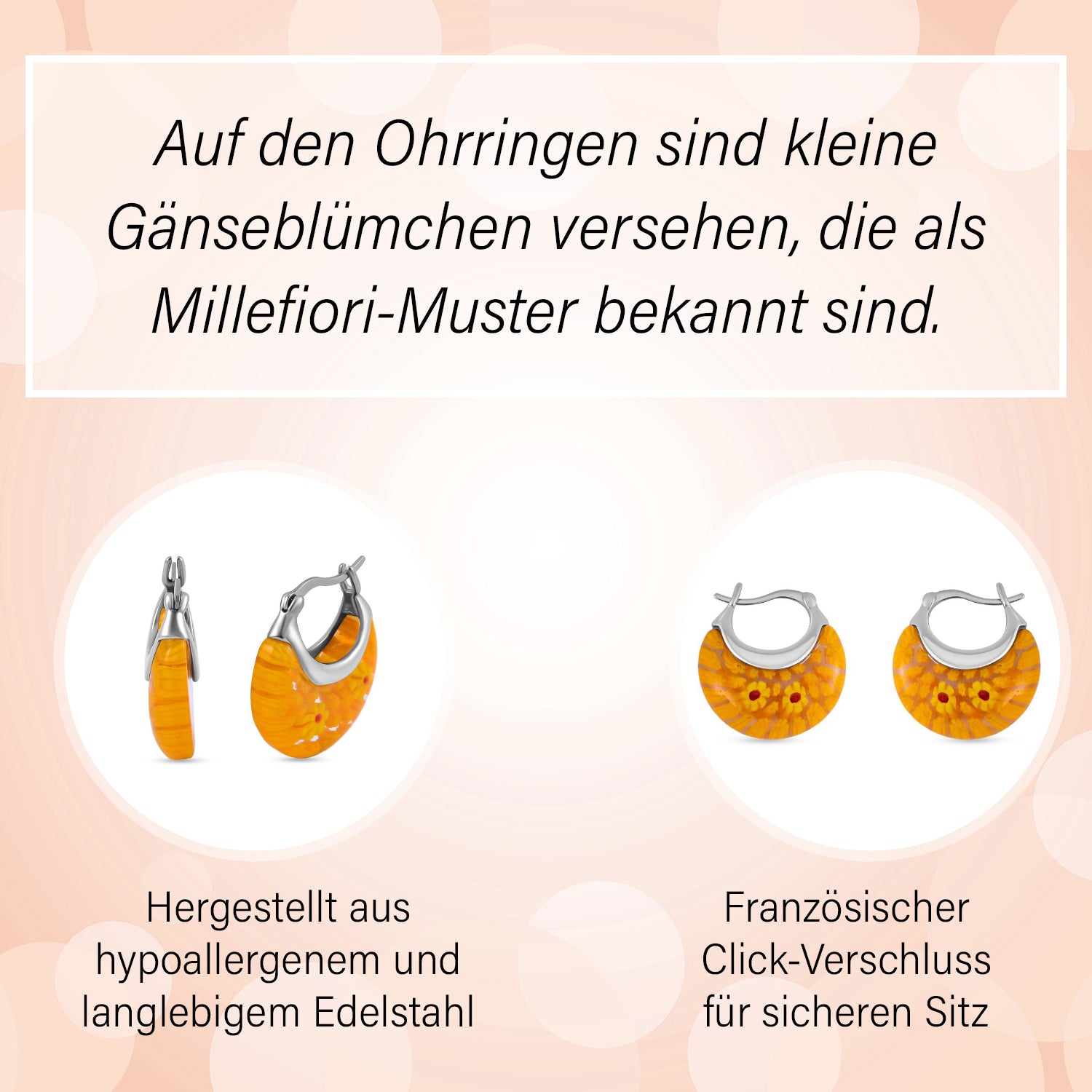 4er-Set Huggie-Ohrringe im Murano-Stil