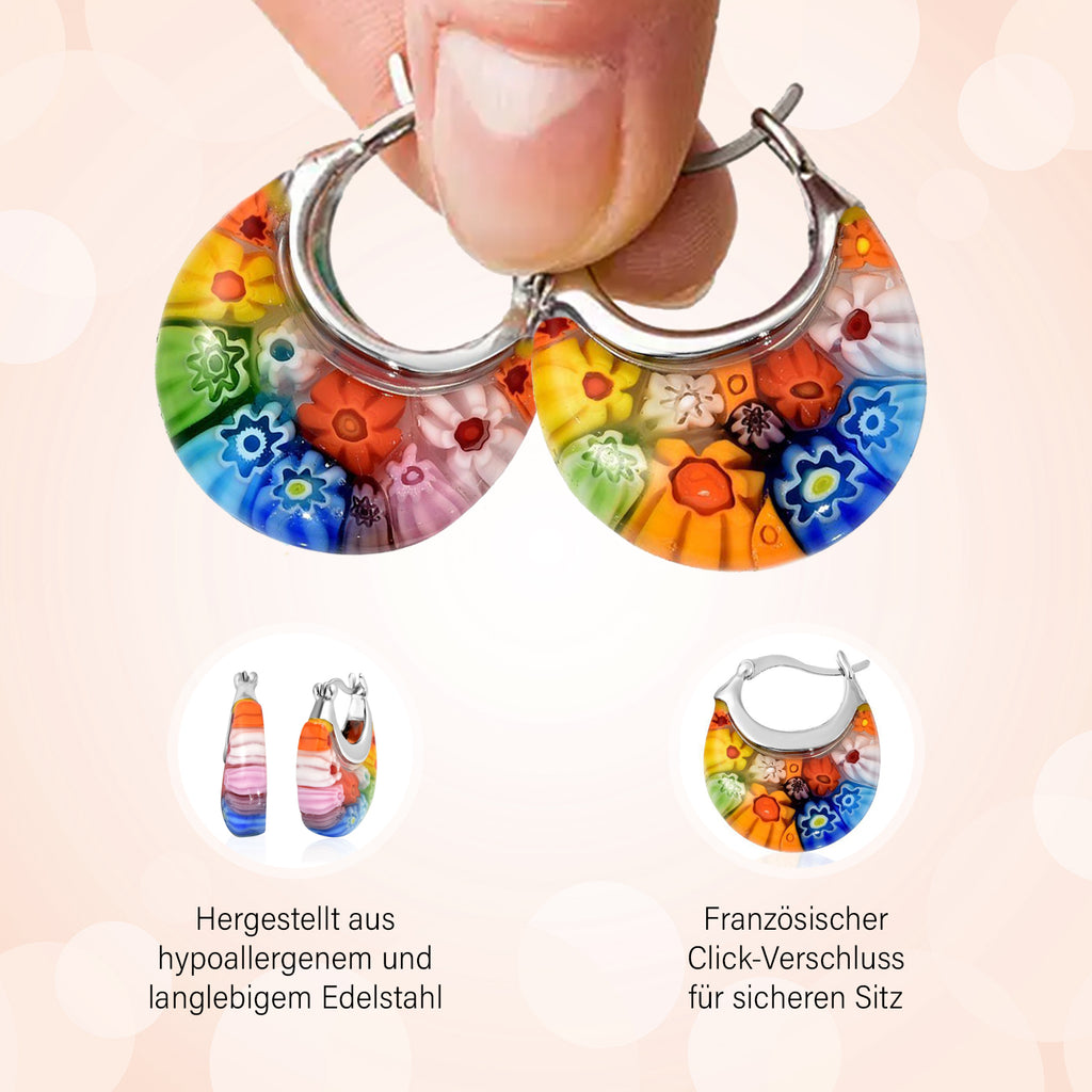 4er-Set Huggie-Ohrringe im Murano-Stil