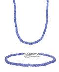 Tansanit 45cm Halskette und 19cm Armband