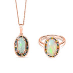 D’Joy AA äthiopisches Welo Opal und mehrfarbiges Diamant Schmuckset