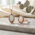 D’Joy AA äthiopisches Welo Opal und mehrfarbiges Diamant Schmuckset
