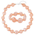 Rosa Glas-Perlen 53,25cm Halskette und flexibles Armband im Murano-Stil
