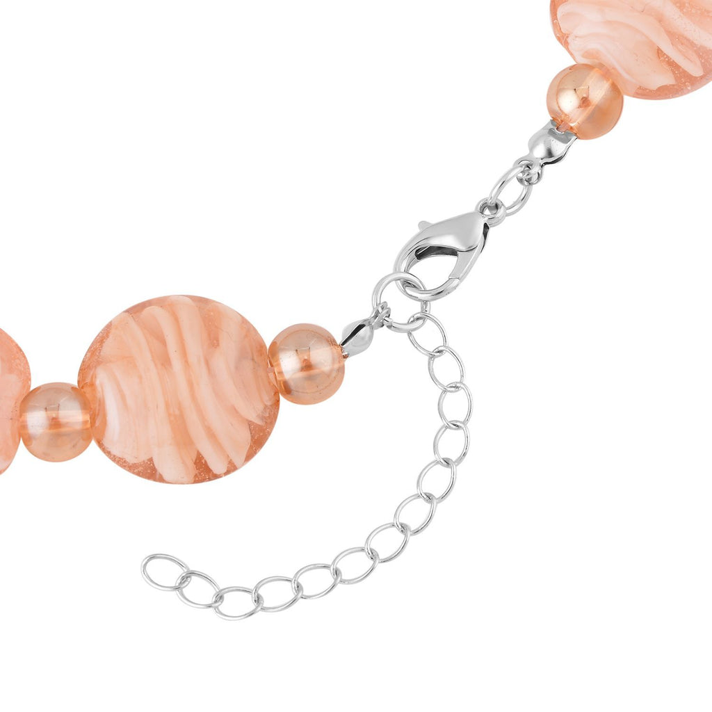 Rosa Glas-Perlen 53,25cm Halskette und flexibles Armband im Murano-Stil