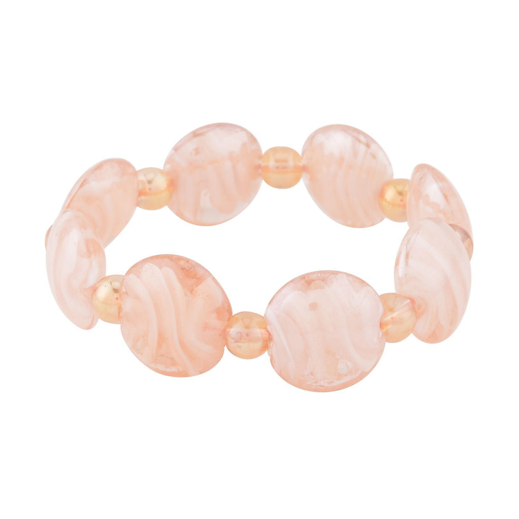 Rosa Glas-Perlen 53,25cm Halskette und flexibles Armband im Murano-Stil
