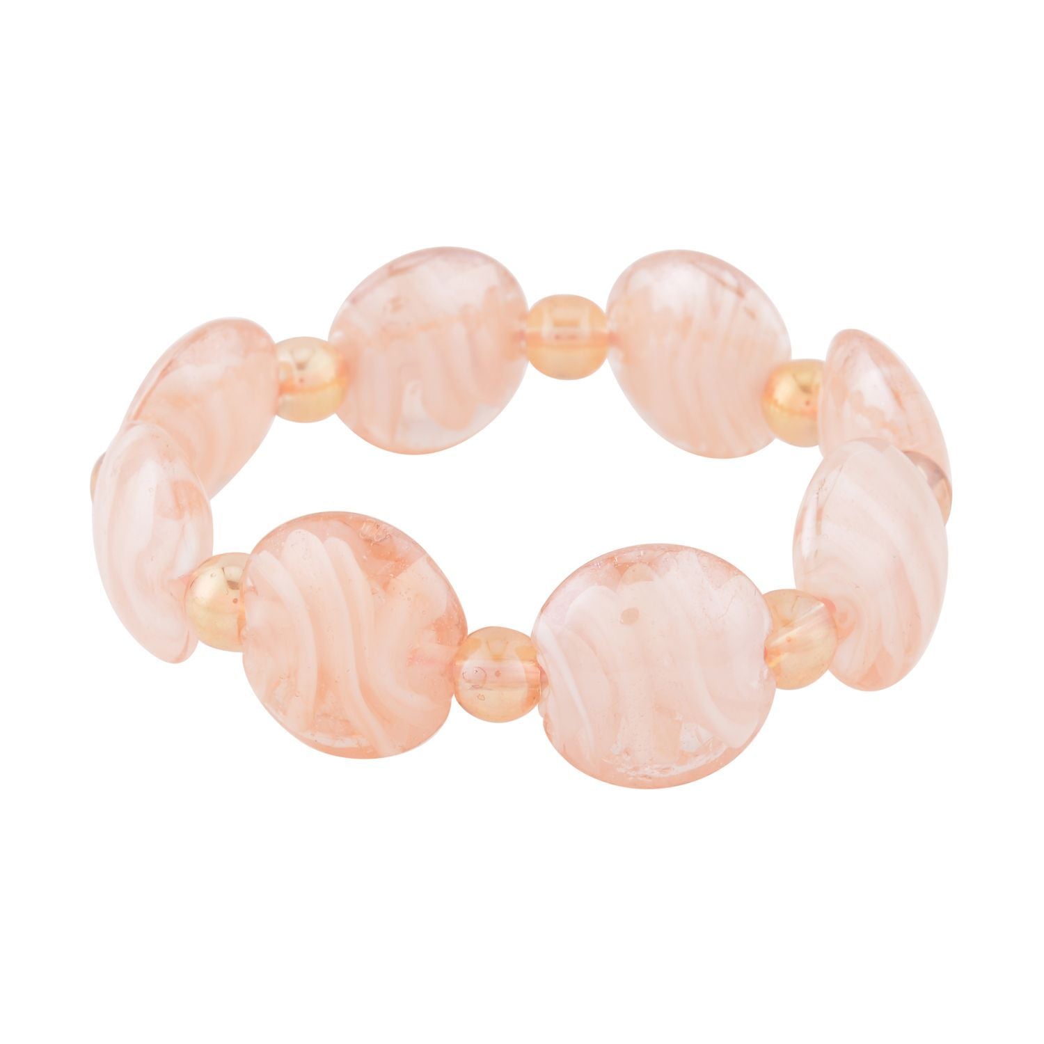 Rosa Glas-Perlen 53,25cm Halskette und flexibles Armband im Murano-Stil