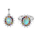 AA äthiopischer Welo Opal, Multi Saphir und Zirkon Ring und Anhänger