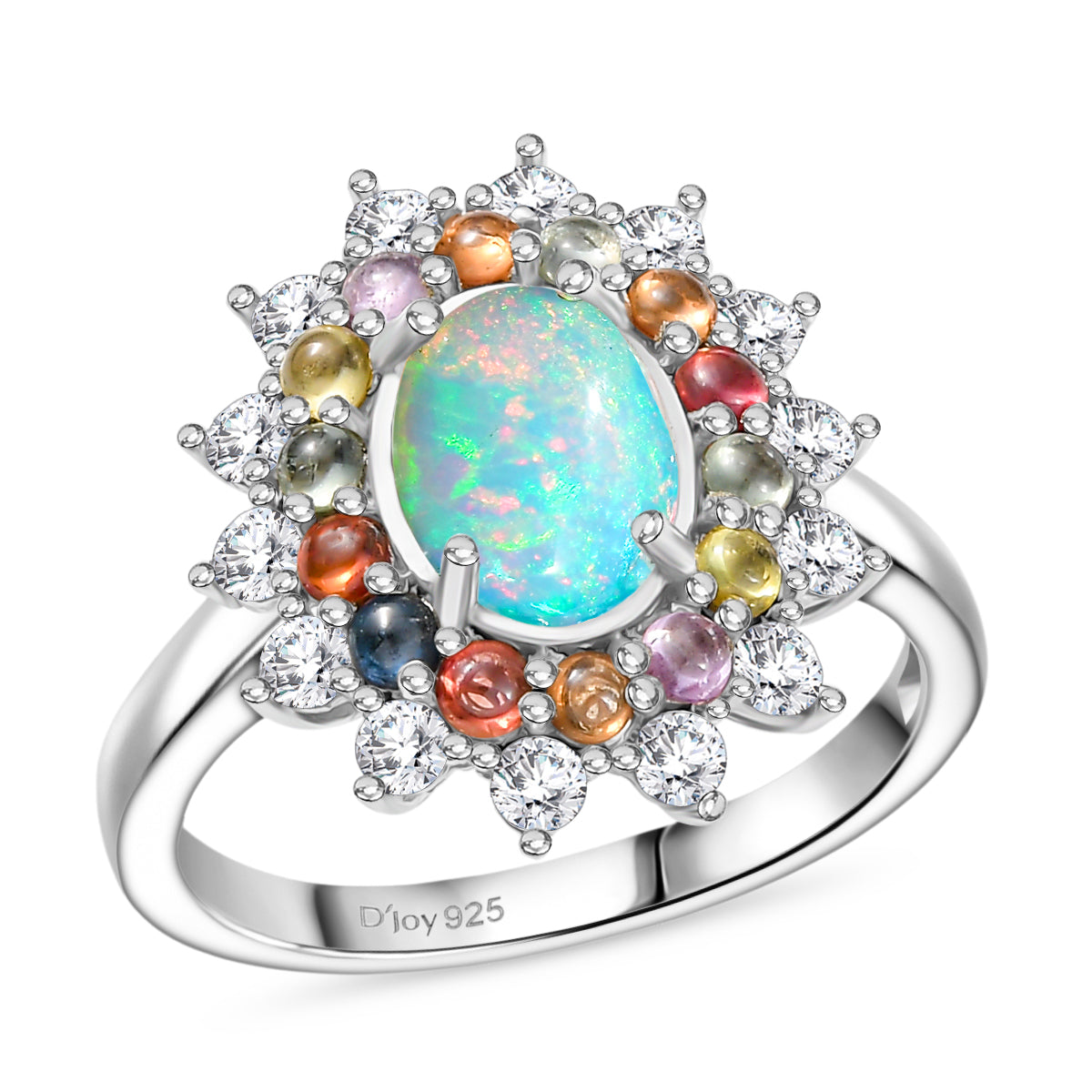 AA äthiopischer Welo Opal, Multi Saphir und Zirkon Ring und Anhänger