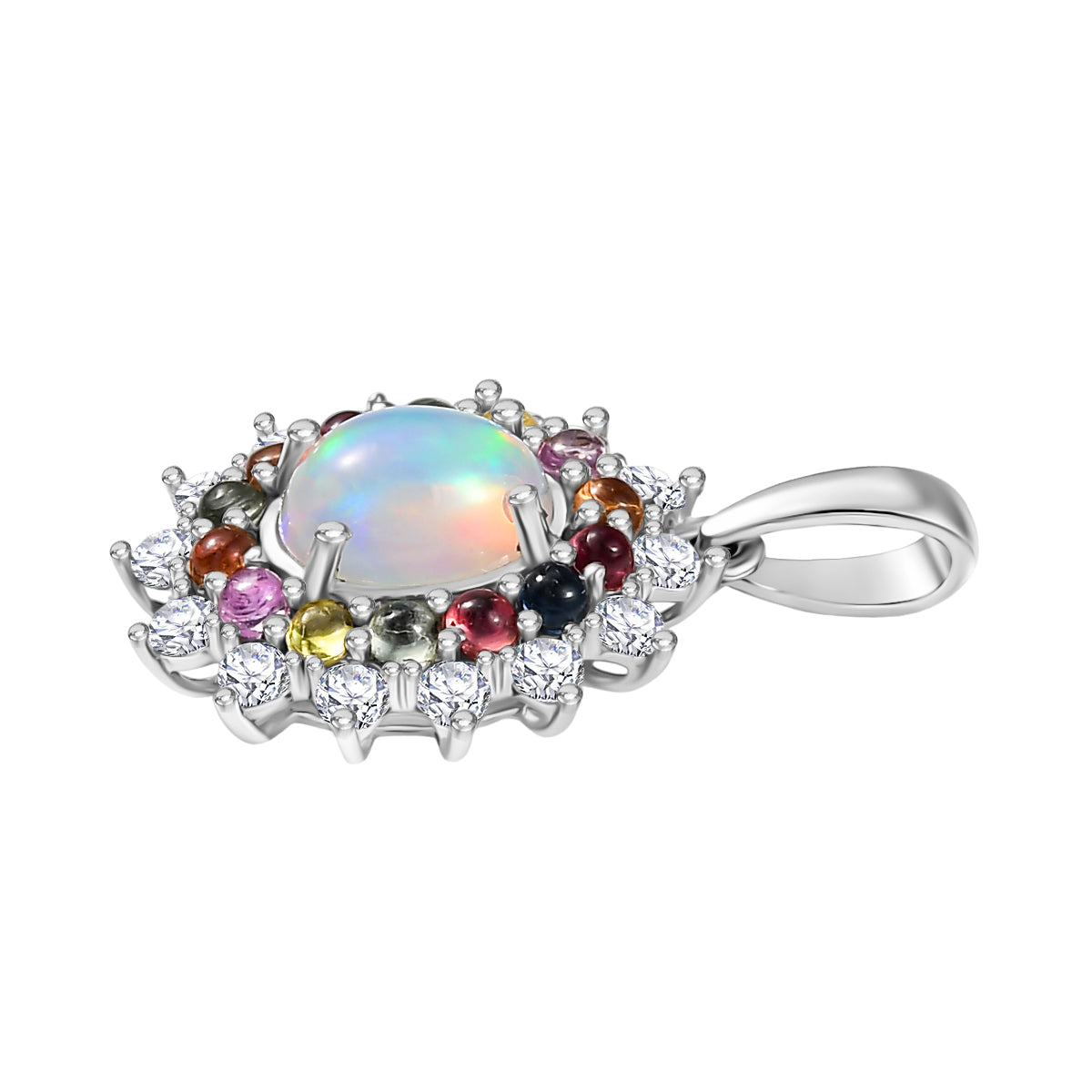 AA äthiopischer Welo Opal, Multi Saphir und Zirkon Ring und Anhänger