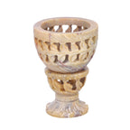 NAKKASHI handgeschnitzter Speckstein Eierbecher, Geometrisches Design, 2 teilig