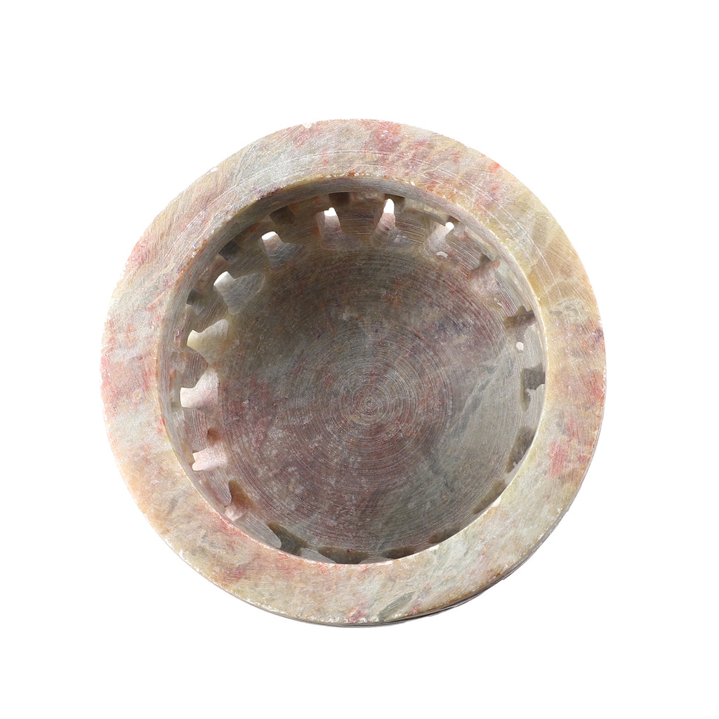 NAKKASHI handgeschnitzter Speckstein Eierbecher, Geometrisches Design, 2 teilig