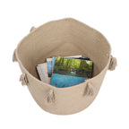 Aufbewahrungskorb aus 100 % Baumwolle mit Quasten, 45x45x30 cm, Beige