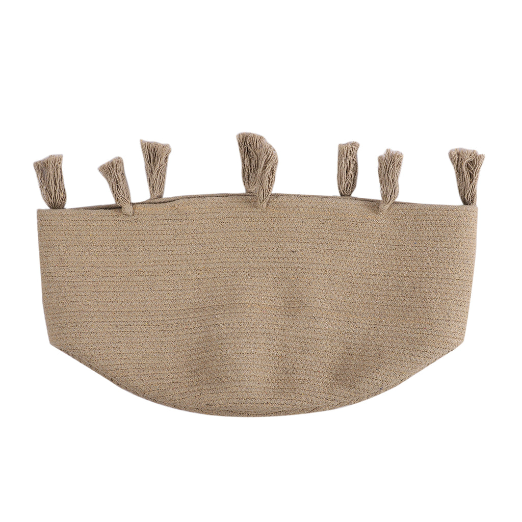 Aufbewahrungskorb aus 100 % Baumwolle mit Quasten, 45x45x30 cm, Beige