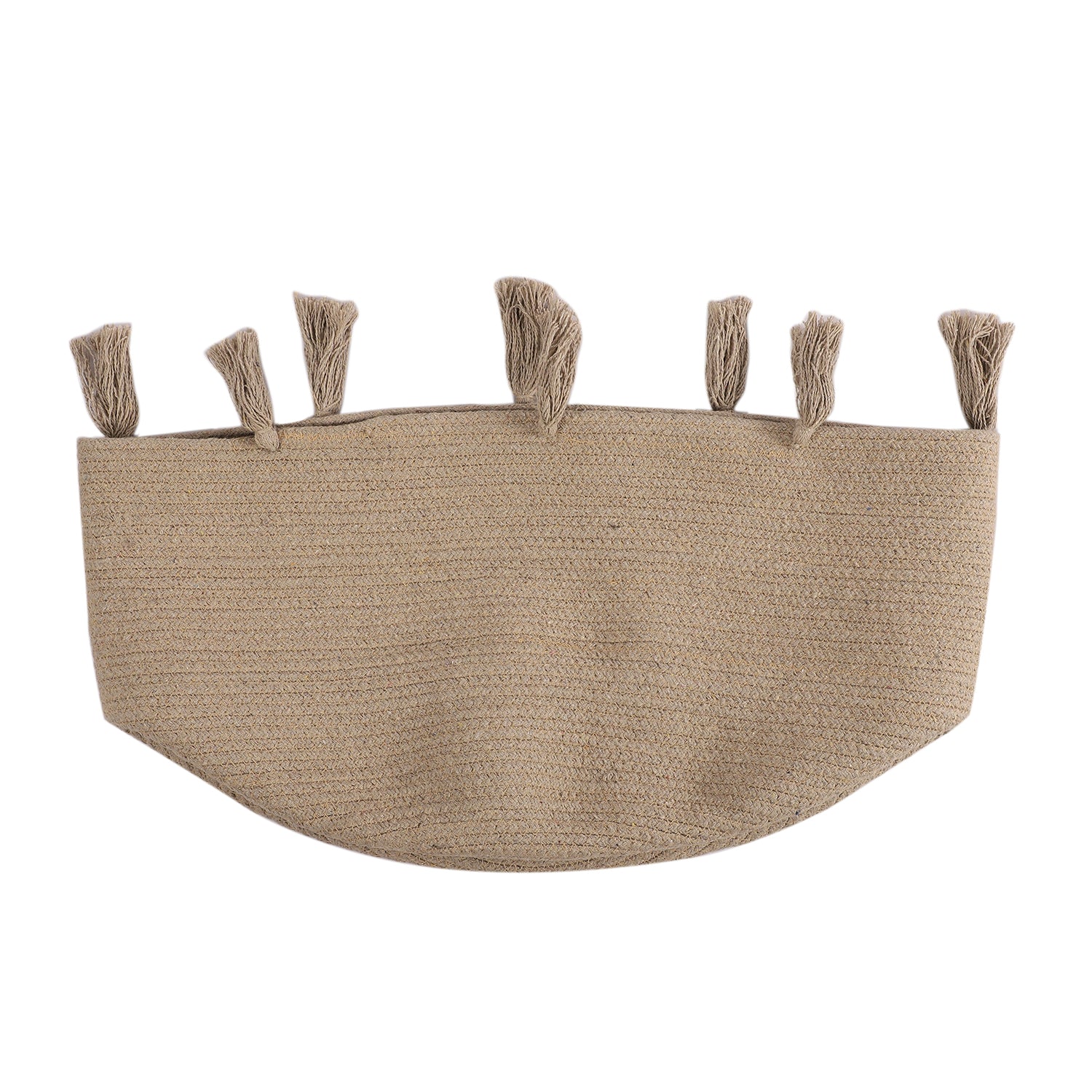 Aufbewahrungskorb aus 100 % Baumwolle mit Quasten, 45x45x30 cm, Beige
