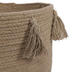 Aufbewahrungskorb aus 100 % Baumwolle mit Quasten, 45x45x30 cm, Beige