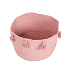 Aufbewahrungskorb aus 100 % Baumwolle mit Quasten, 45x45x30 cm, Altrosa