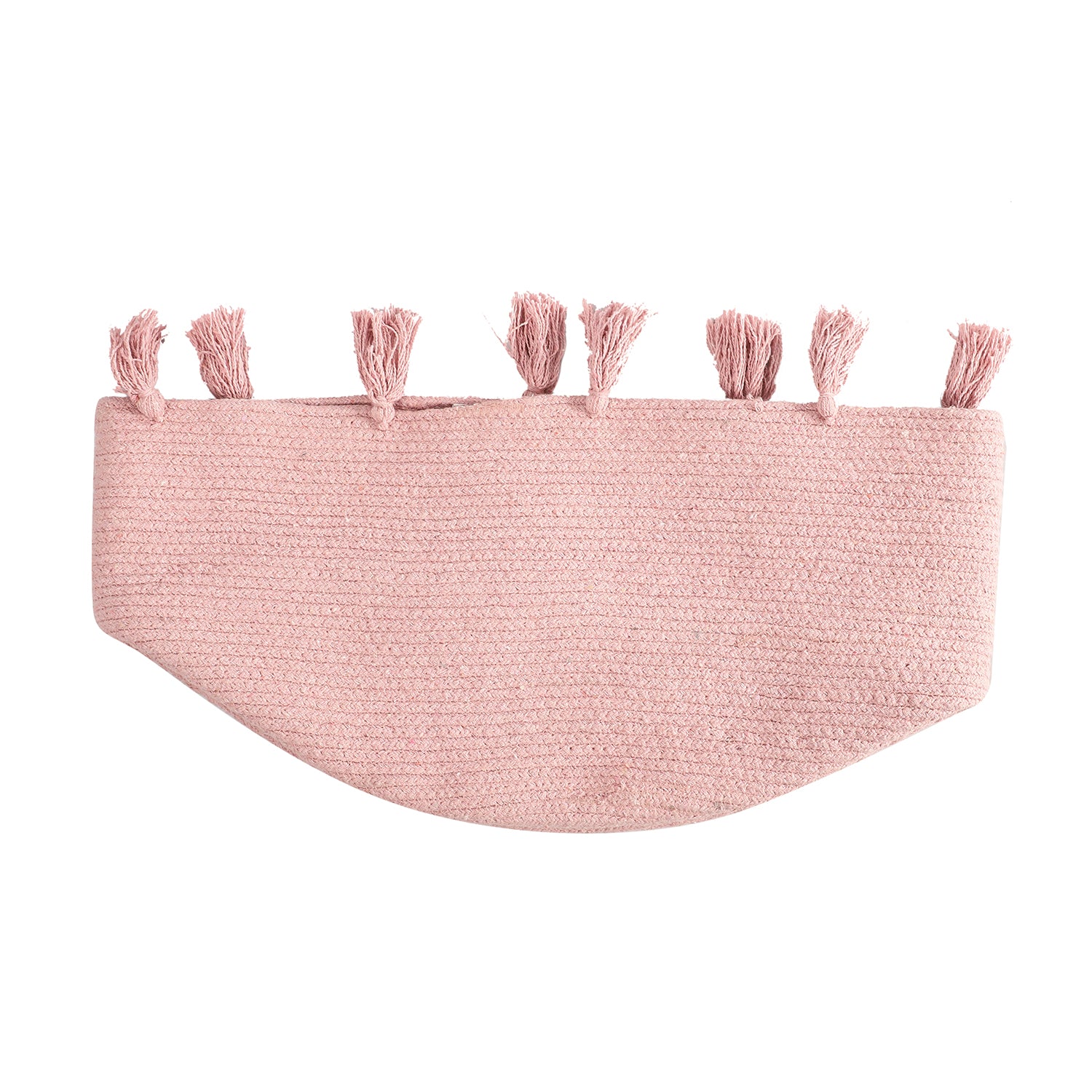 Aufbewahrungskorb aus 100 % Baumwolle mit Quasten, 45x45x30 cm, Altrosa