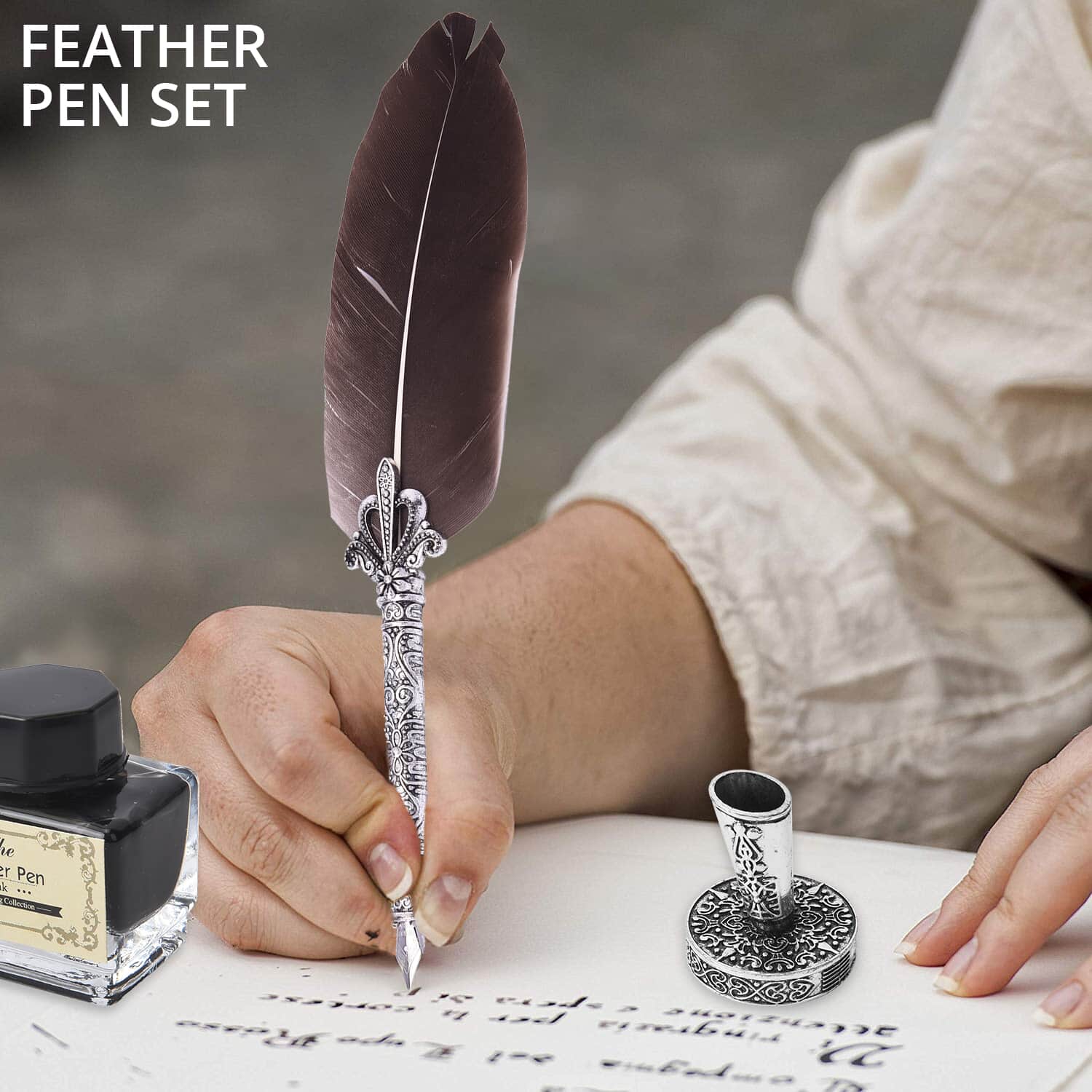 Federstift Geschenkbox, schwarz feder