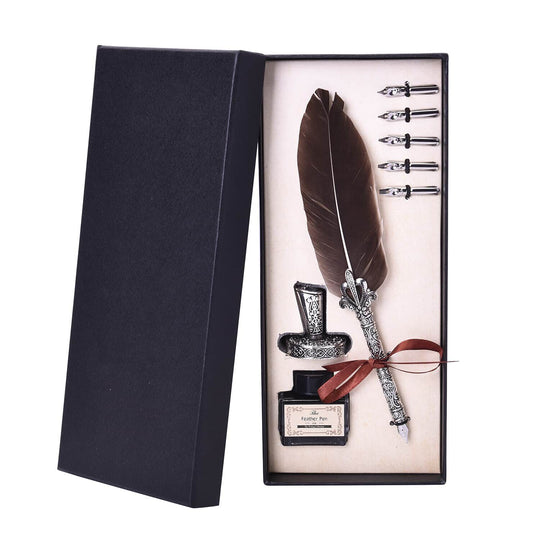 Federstift Geschenkbox, schwarz feder