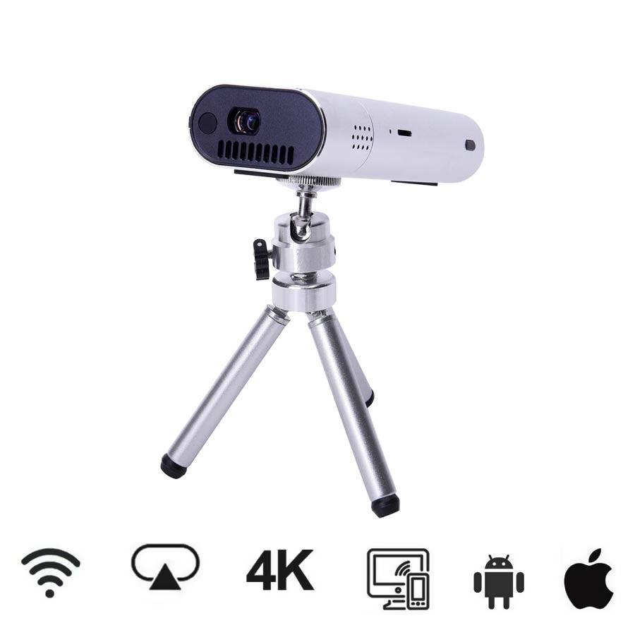 Homesmart - Mini-Tragbar 4K Projektor, 145x53x28.5mm, Silber