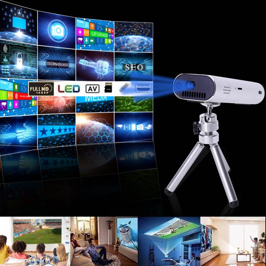 Homesmart - Mini-Tragbar 4K Projektor, 145x53x28.5mm, Silber