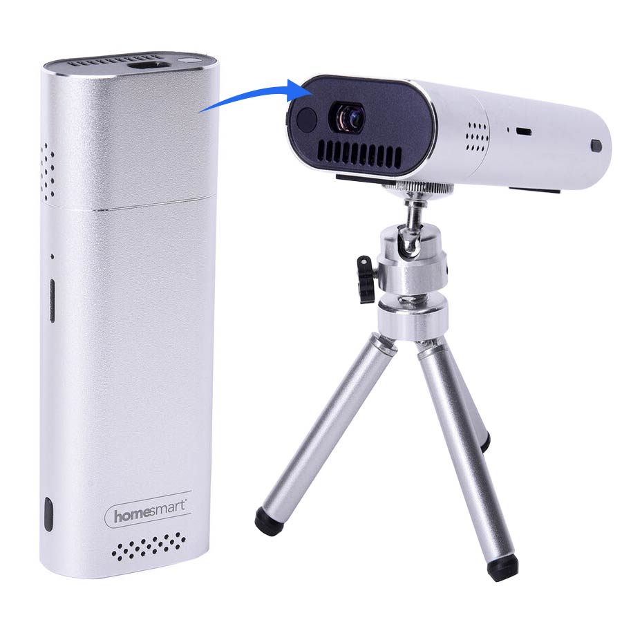Homesmart - Mini-Tragbar 4K Projektor, 145x53x28.5mm, Silber