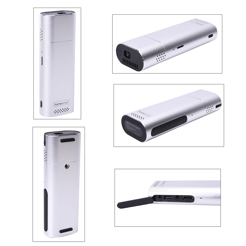 Homesmart - Mini-Tragbar 4K Projektor, 145x53x28.5mm, Silber