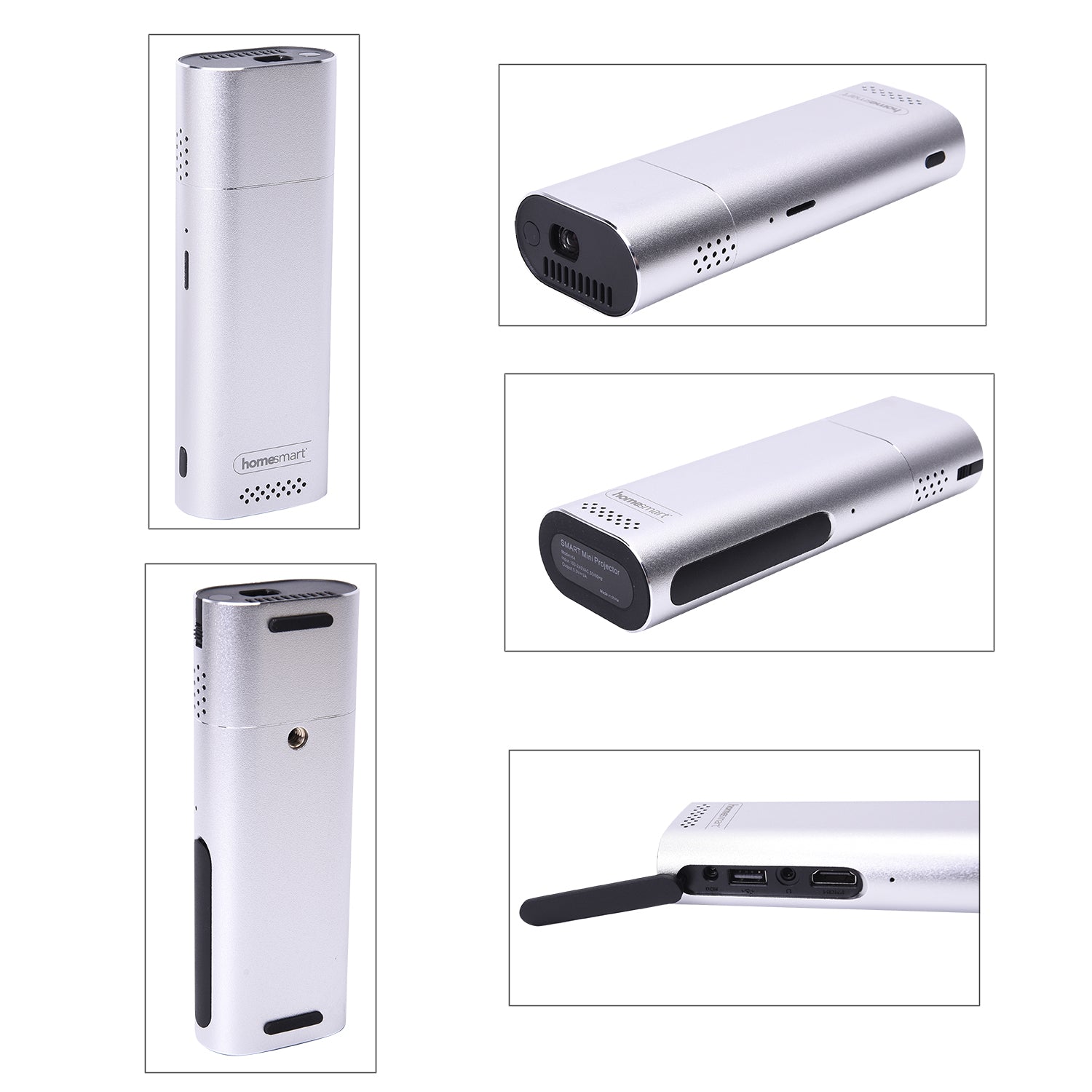 Homesmart - Mini-Tragbar 4K Projektor, 145x53x28.5mm, Silber