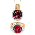 D'Joy Labor Padparadscha Saphir und Moissanit Anhänger mit 45cm Kette und Ring