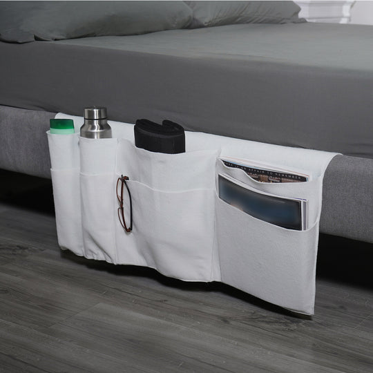 HOMESMART - Nachttisch Organizer mit 4 Fächern, 72x38 cm, Elfenbeinfarben