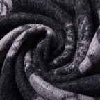 LA MAREY - 100% Lammwolle Schal, Jacquard-Blätter-Muster, 175x70+10cm, Schwarz