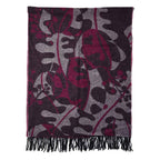 LA MAREY - 100% Lammwolle Schal, Jacquard-Blätter-Muster, 175x70+10cm, Lila