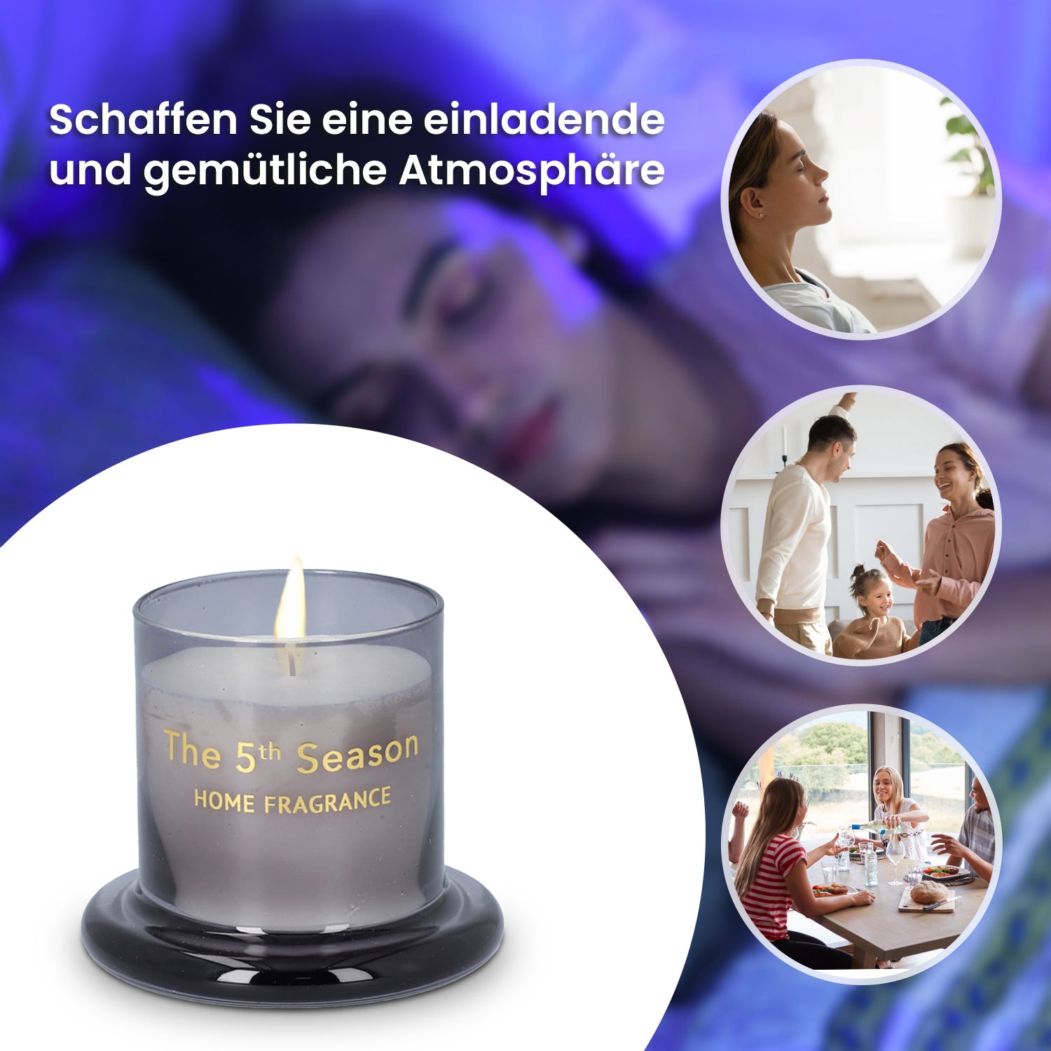 The 5th Season: Duftkerze Becher mit Glasdeckel, Grau