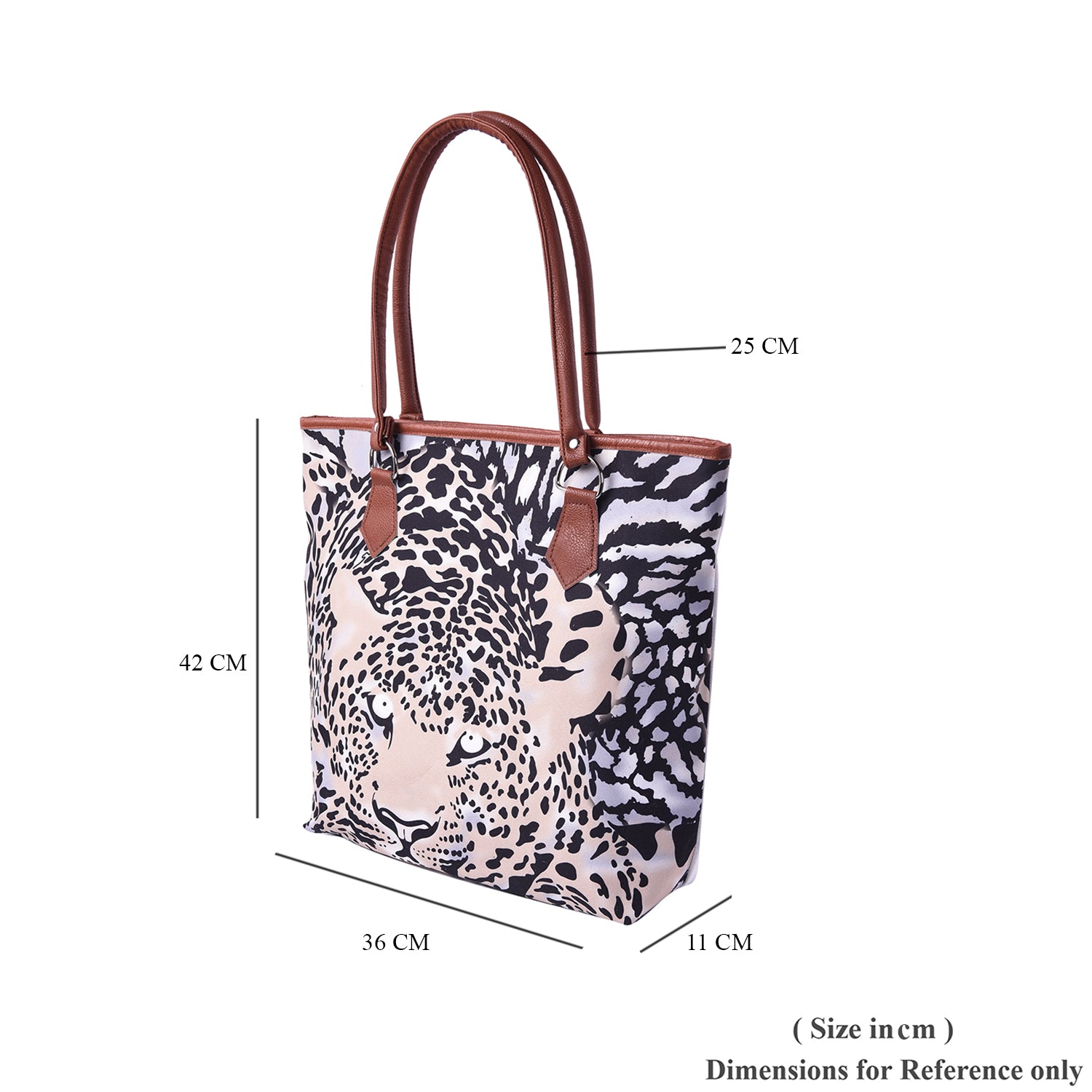 Klassische Handtasche mit naturfreundlichem Kunstleder-Griff, Leopard-Muster