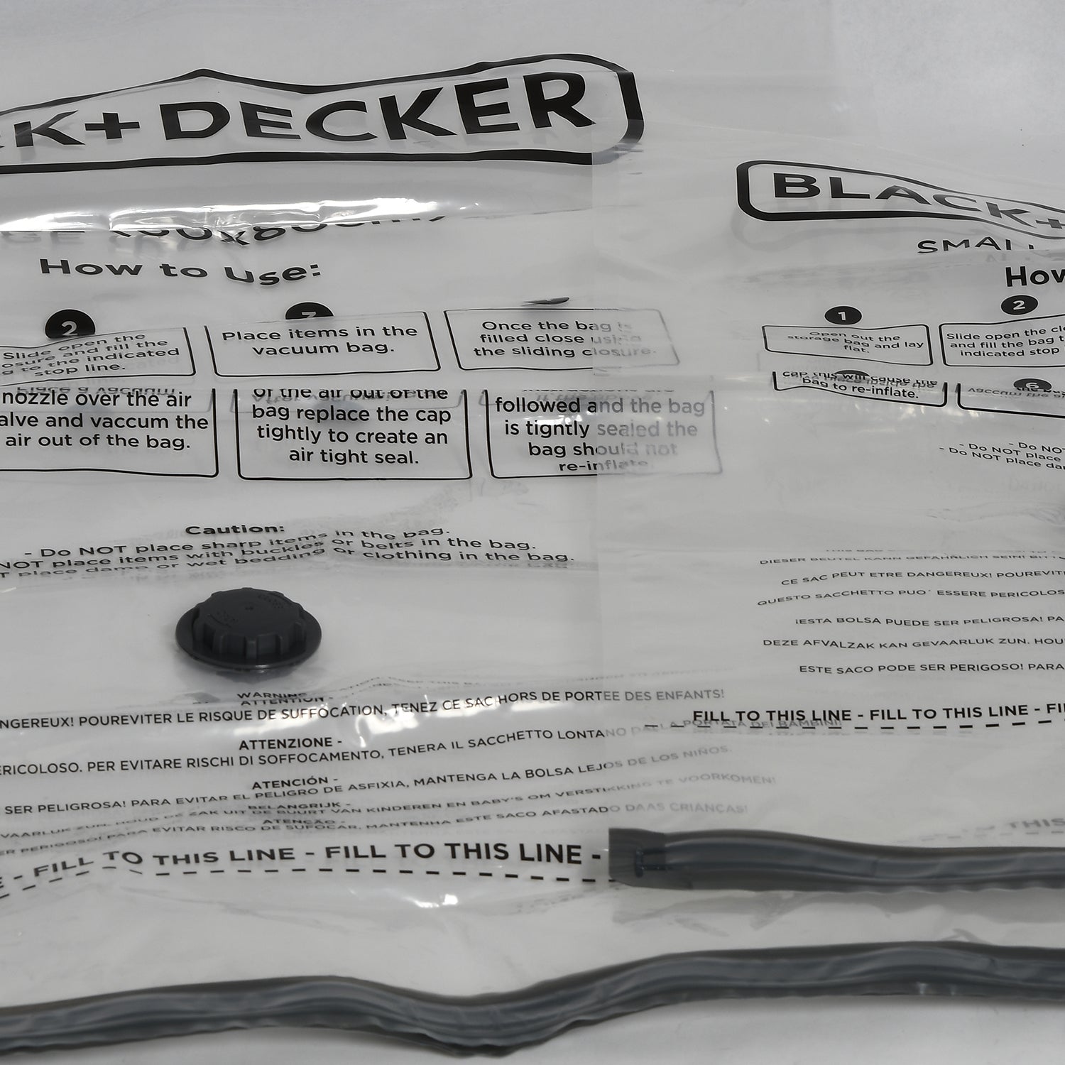 Black+Decker Vakuum-Aufbewahrungstasche, Extra groß 60x100cm, 3 teilig