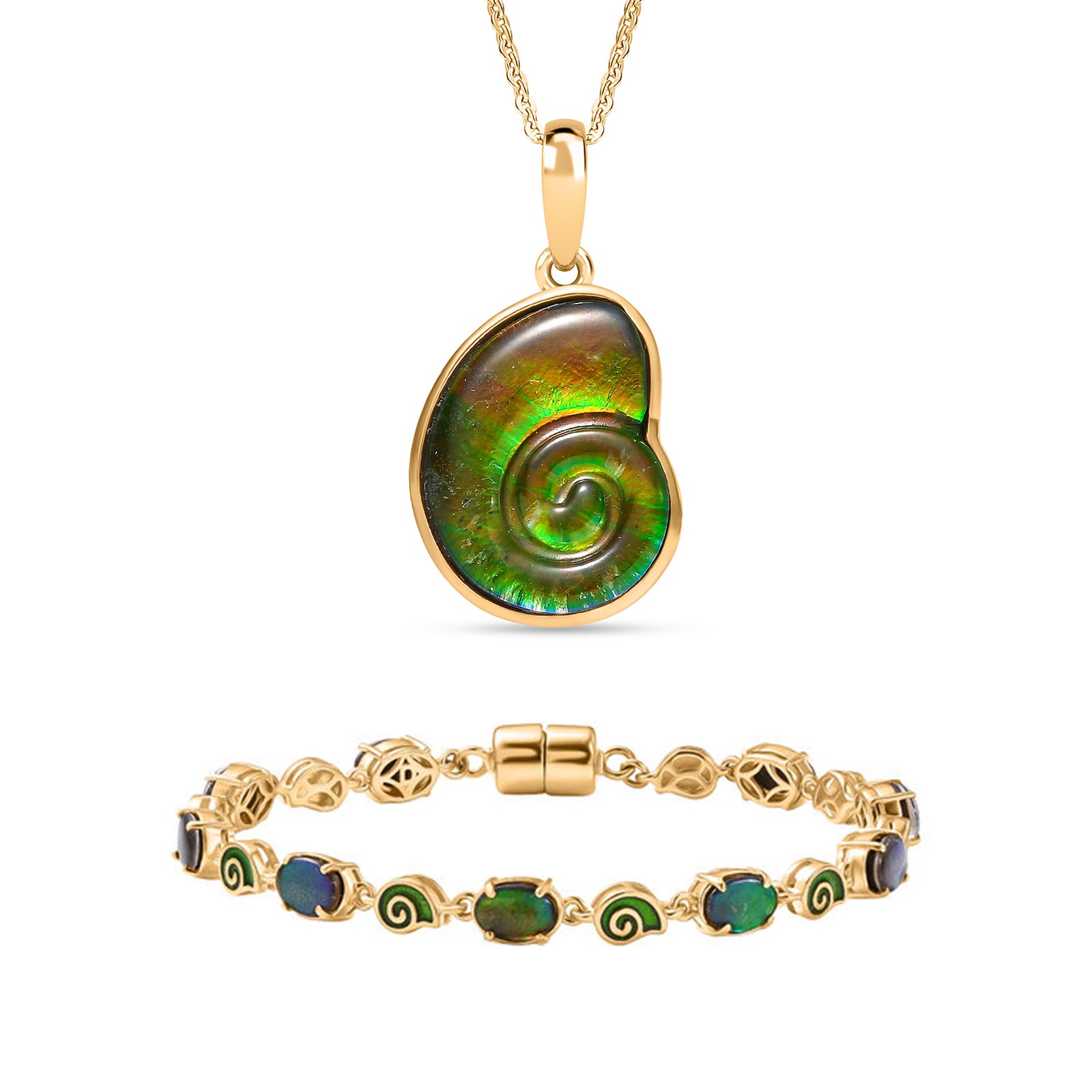 D'Joy Ammolit 19cm Armband und Anhänger mit 50cm Kette