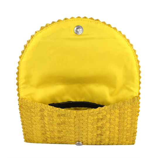 Handgemachte Clutch Tasche aus Palmblättern, Gelb