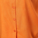 Einfarbiges Kurzarm-Top mit Knopfleiste, M, Orange