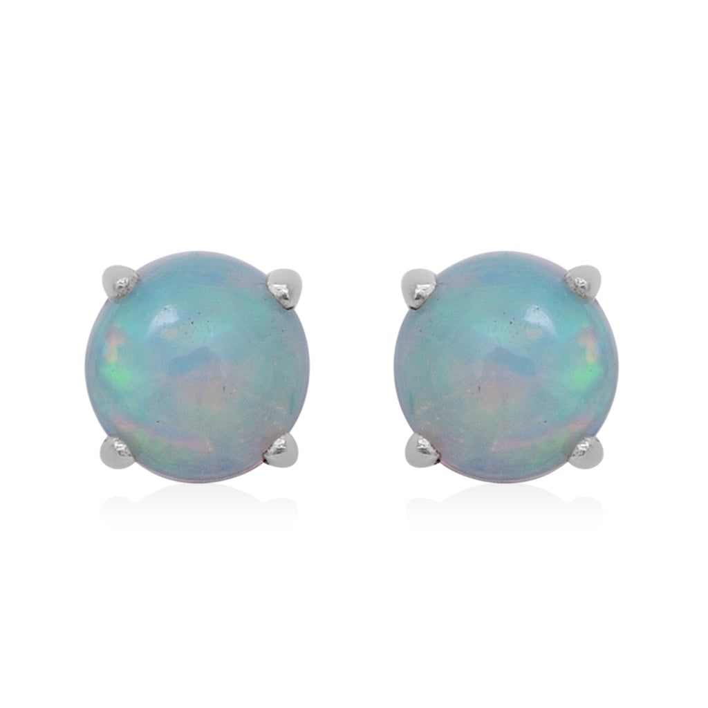 Natürliche, äthiopische Welo Opal-Ohrstecker, 925 Silber platiniert ca. 1,00 ct