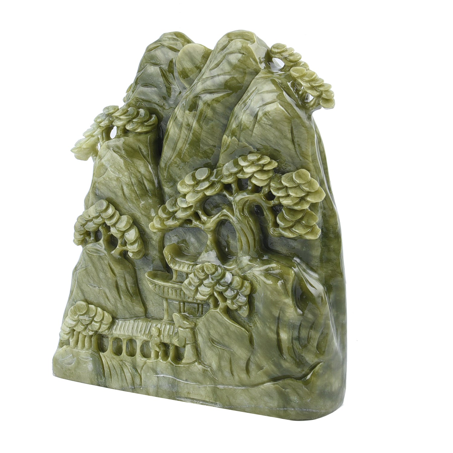 Handgefertigte Edelsteinfigur aus Serpentin, Größe 19x19,5x20,5 cm, Grün