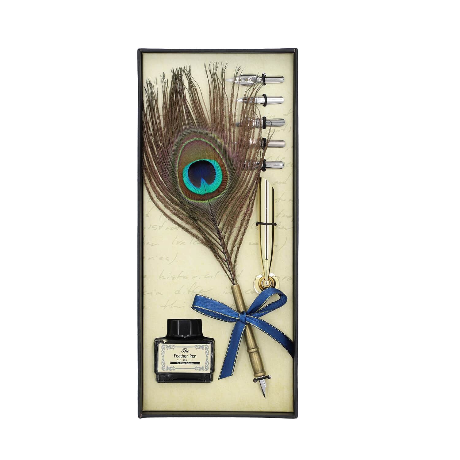 Federstift-Geschenkset in stilvoller Box, Pfaufeder