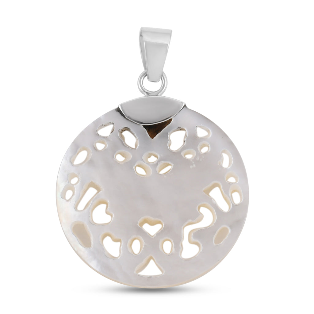 Royal Bali Kollektion - weißer Muschelkernperlen-Anhänger, 925 Silber