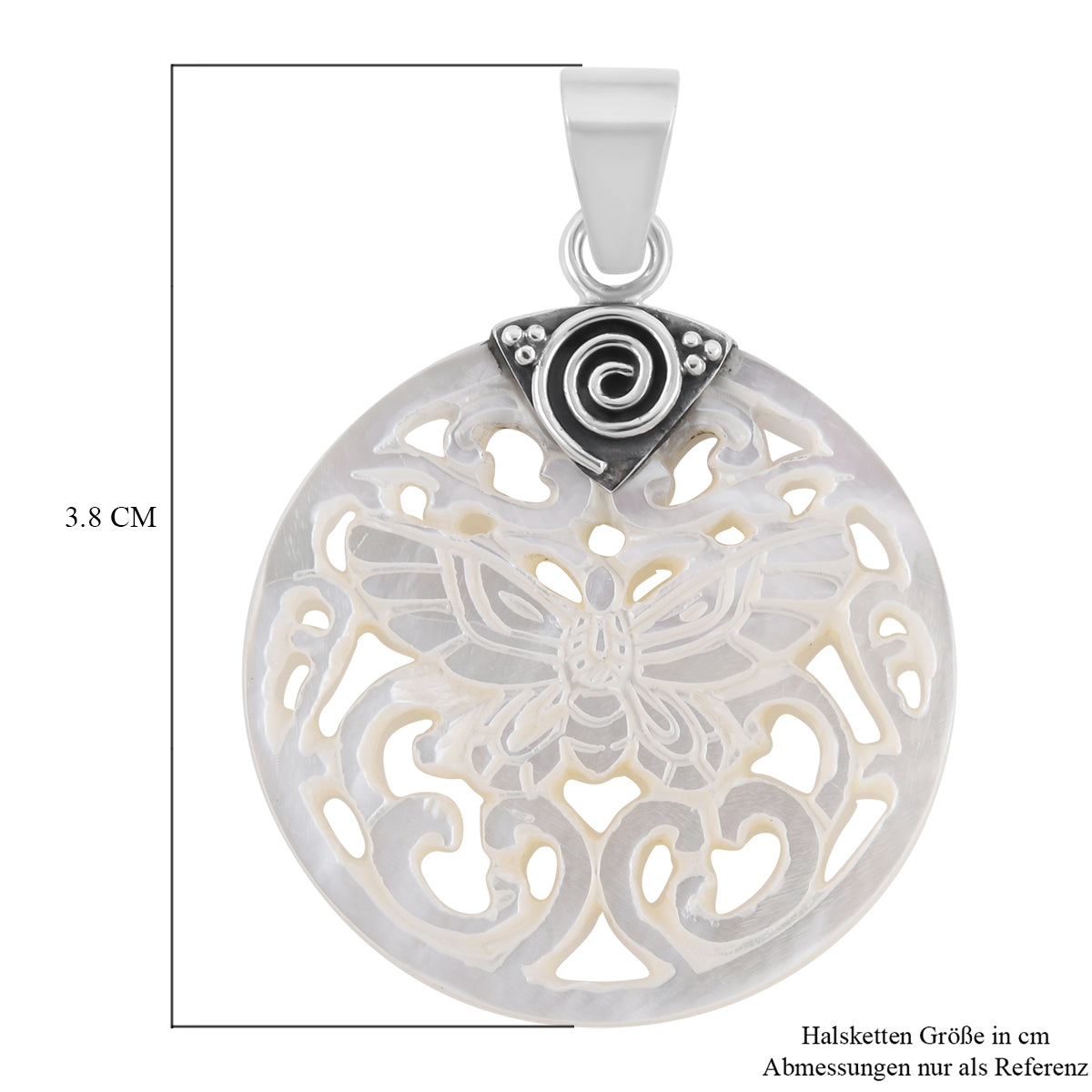 Royal Bali Kollektion - weißer Muschelkernperlen-Anhänger, 925 Silber