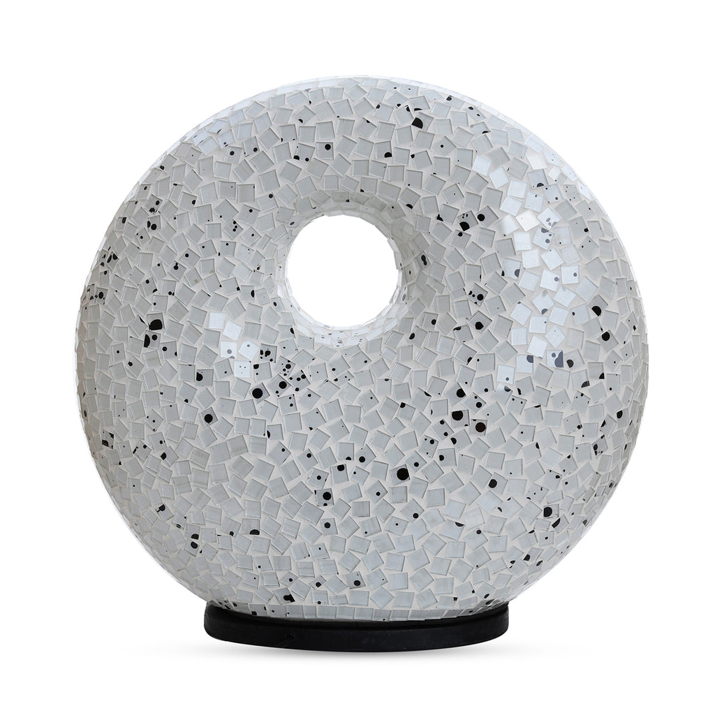 Mosaik Glas Lampe in Donut Form, Weiß
