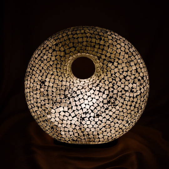 Mosaik Glas Lampe in Donut Form, Weiß