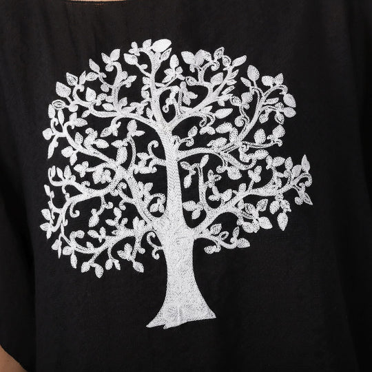 T-Shirt mit Stickerei, Schwarz