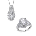D'Joy Moissanit Ring und Anhänger mit 50cm Kette Oval