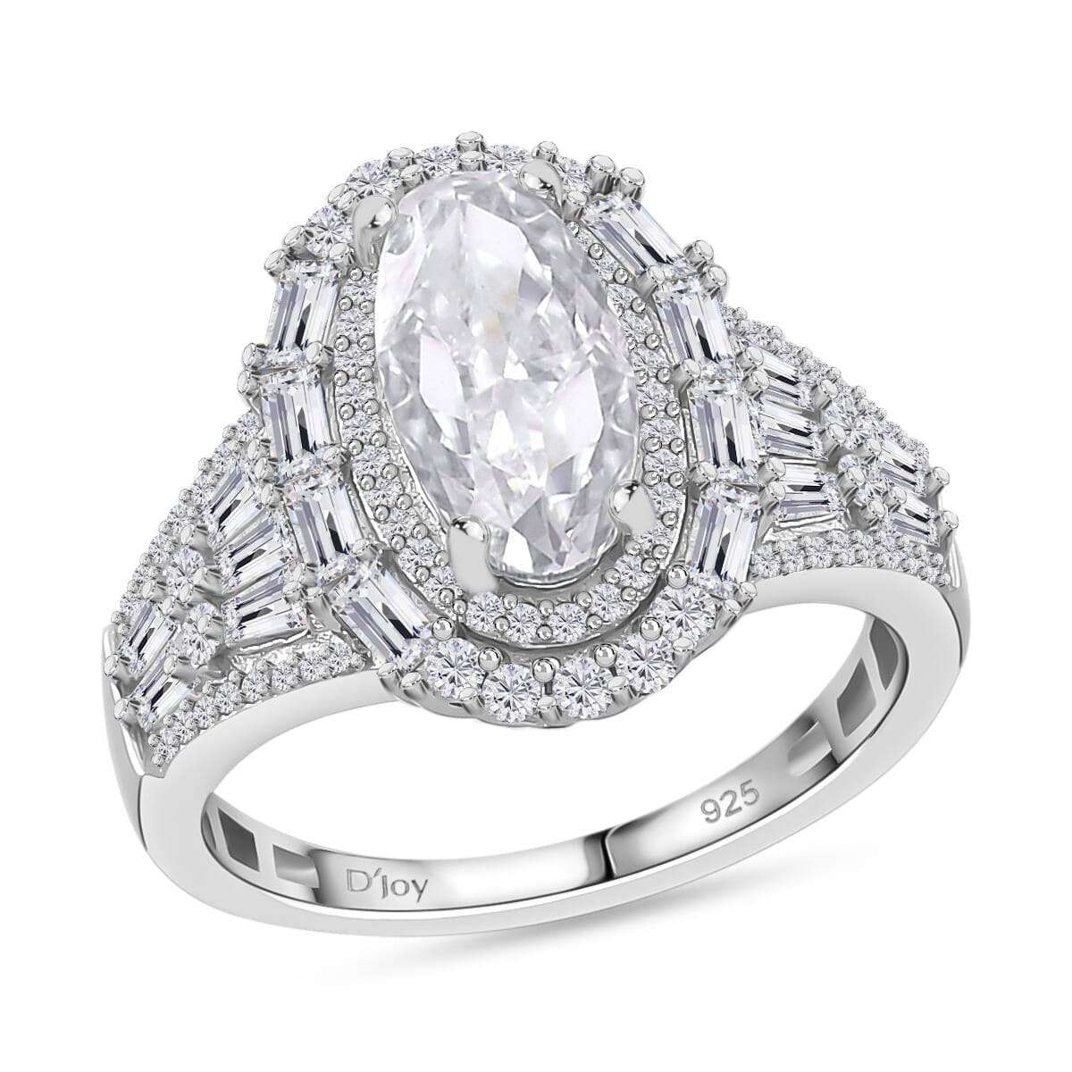 D'Joy Moissanit Ring und Anhänger mit 50cm Kette Oval