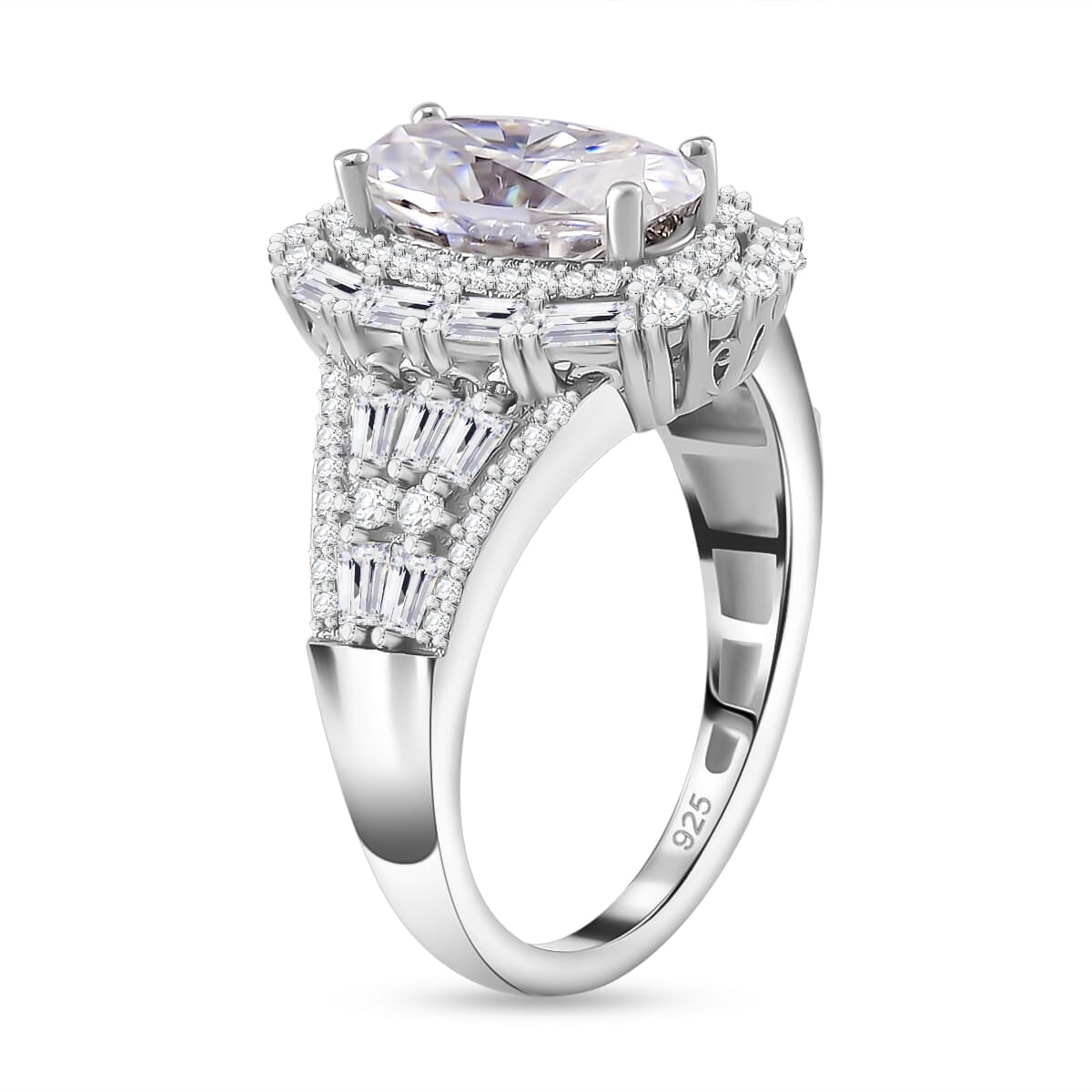 D'Joy Moissanit Ring und Anhänger mit 50cm Kette Oval