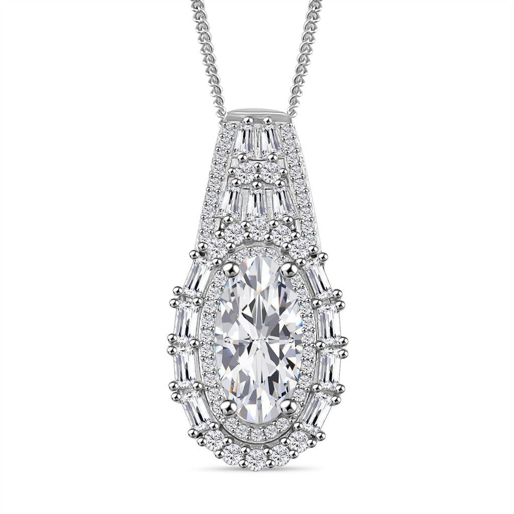 D'Joy Moissanit Ring und Anhänger mit 50cm Kette Oval